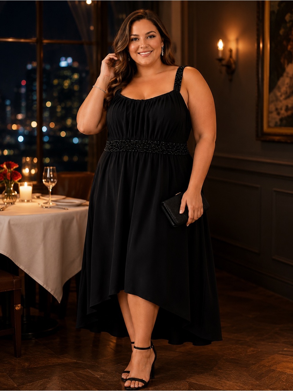 Lane Bryant NWT Black Beaded High Low Dress Size 22 - Picture 5 of 11